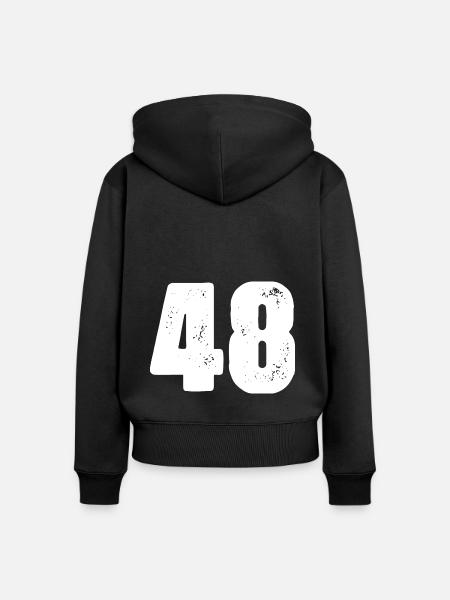 48 Zahl Trikot - Frauen Premium Bio Zip Hoodie - Schwarz