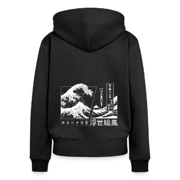 die große Welle vor Kanagawa Japan - Frauen Premium Bio Zip Hoodie - Schwarz - Hinten - Julia (174cm)