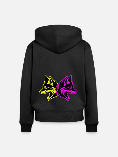 Fuchs Tier - Frauen Premium Bio Zip Hoodie - Schwarz