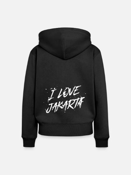 I Love Jakarta - Frauen Premium Bio Zip Hoodie - Schwarz