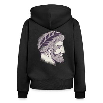 La tête romaine - Sweat à capuche zippé Premium bio Femme - noir - Dos - Julia (174cm)