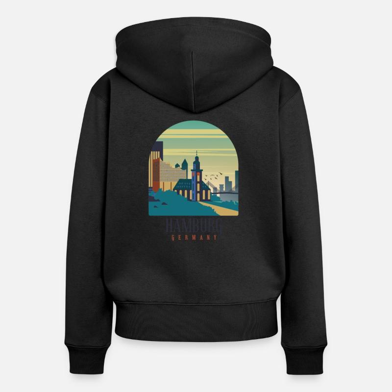 Hambourg - Sweat à capuche zippé Premium bio Femme - noir