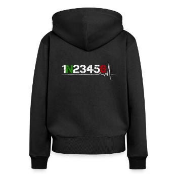 Motorrad Gangschaltung 1N23456 Herzschlag EKG Puls - Frauen Premium Bio Zip Hoodie - Schwarz - Hinten - Julia (174cm)