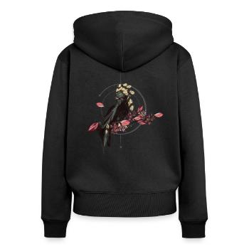 Festival de Boho Yoga Hippie Bohemian - Sweat à capuche zippé Premium bio Femme - noir - Dos - Julia (174cm)