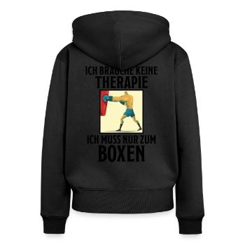 Boxen Lustiger Spruch Boxsack Boxer Sport Geschenk - Frauen Premium Bio Zip Hoodie - Schwarz - Hinten - Julia (174cm)