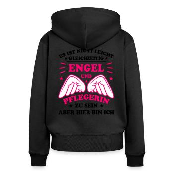 Pflegerin Pflege Lustiger Spruch Krank Geschenk - Frauen Premium Bio Zip Hoodie - Schwarz - Hinten - Julia (174cm)