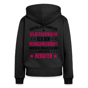 Reinigungskraft Spruch Haushalt Putzfrau Geschenk - Frauen Premium Bio Zip Hoodie - Schwarz - Hinten - Julia (174cm)