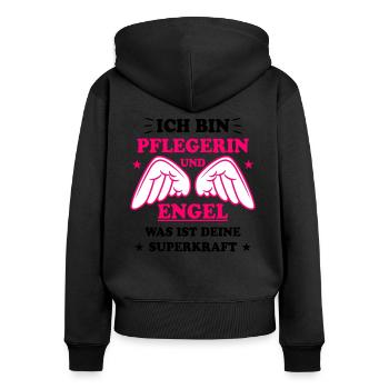 Pflegerin Pflege Lustiger Spruch Krank Geschenk - Frauen Premium Bio Zip Hoodie - Schwarz - Hinten - Julia (174cm)