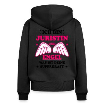 Juristin Jura Lustiger Spruch Juristin Geschenk - Frauen Premium Bio Zip Hoodie - Schwarz - Hinten - Julia (174cm)