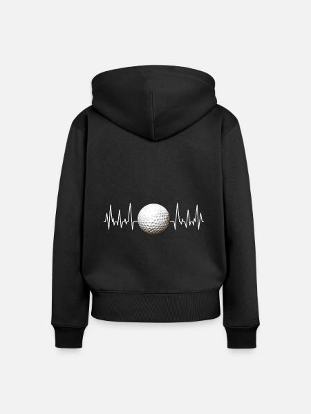 Golfball Herzschlag Golf - Frauen Premium Bio Zip Hoodie - Schwarz