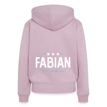 Fabien - Sweat à capuche zippé Premium bio Femme - rose poudré - Dos - Julia (174cm)