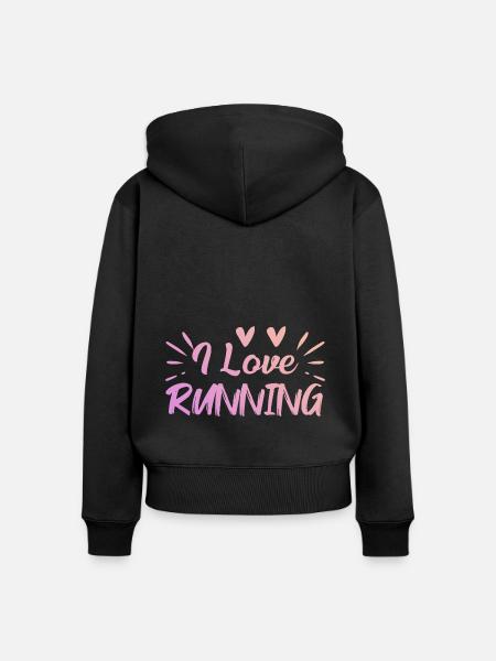 Ich liebe Rennen - Frauen Premium Bio Zip Hoodie - Schwarz