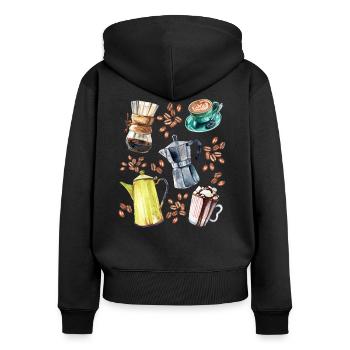Kaffee - Barista Edition - Frauen Premium Bio Zip Hoodie - Schwarz - Hinten - Julia (174cm)