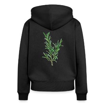 Rosemary, Rosmarinus officinalis - Women's Premium Organic Zip Hoodie - black - Back - Julia (174cm)