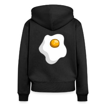 fried egg - Women's Premium Organic Zip Hoodie - black - Back - Julia (174cm)