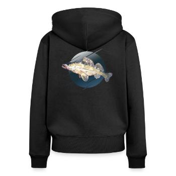 Walleye fishing fishing - Women's Premium Organic Zip Hoodie - black - Back - Julia (174cm)