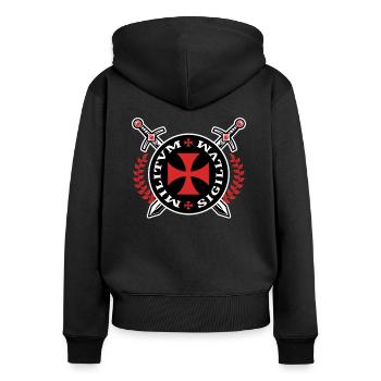 Kreuzritter Templer Emblem Templerorden Ritter - Frauen Premium Bio Zip Hoodie - Schwarz - Hinten - Julia (174cm)