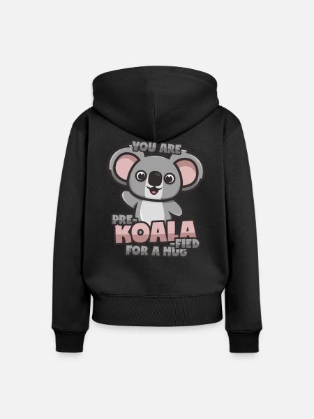 Koala Umarmung - Frauen Premium Bio Zip Hoodie - Schwarz