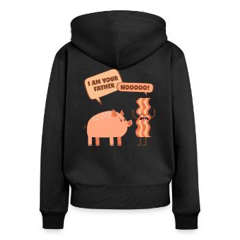 Cochon au bacon: Je suis ton père! - Sweat à capuche zippé Premium bio Femme - noir - Dos - Julia (174cm)