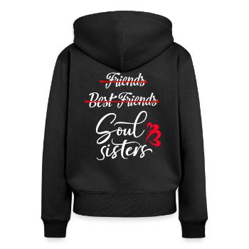 Friends - Best Freundinnen Friends - Soulsisters - Frauen Premium Bio Zip Hoodie - Schwarz - Hinten - Julia (174cm)