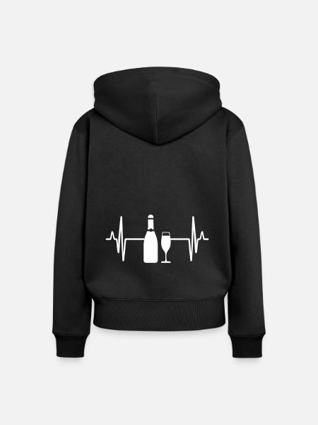 Rotwein Puls - Frauen Premium Bio Zip Hoodie - Schwarz