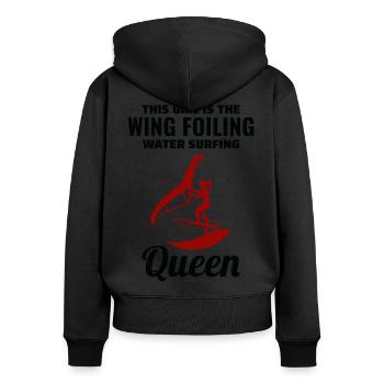 Wing Foiling Hydrofoil Surfing Surf Water Sport - Sweat à capuche zippé Premium bio Femme - noir - Dos - Julia (174cm)