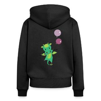 Drache grün Märchen süße Tiere für kinder Ballons - Women's Premium Organic Zip Hoodie - black - Back - Julia (174cm)