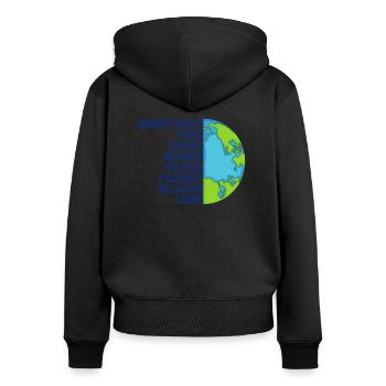 Religion Liebe Freiheit Menschen Planet Erde - Frauen Premium Bio Zip Hoodie - Schwarz - Hinten - Julia (174cm)