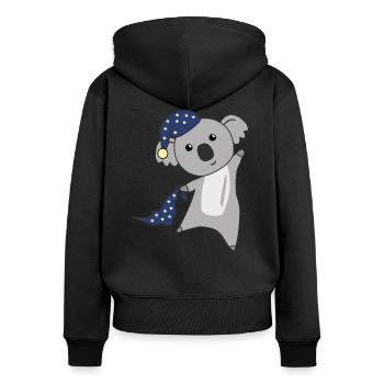 Koala Schlafmütze Koalas niedliche Tiere für Kids - Frauen Premium Bio Zip Hoodie - Schwarz - Hinten - Julia (174cm)