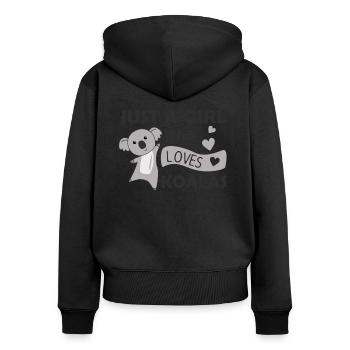 Juste une fille qui aime les koalas, joli coeur d'ours koala - Sweat à capuche zippé Premium bio Femme - noir - Dos - Julia (174cm)