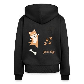 Dog cute sticker set Shiba dogs sticker pack - Women's Premium Organic Zip Hoodie - black - Back - Julia (174cm)