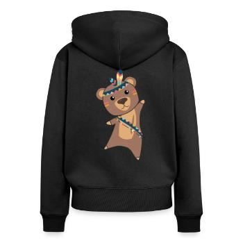 Ours indien fashing teddy plume animaux mignons - Sweat à capuche zippé Premium bio Femme - noir - Dos - Julia (174cm)