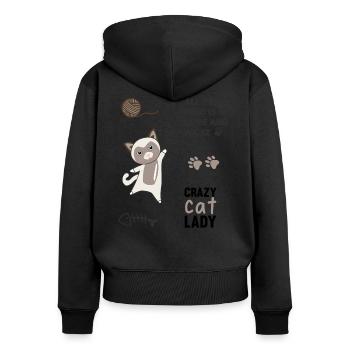 Chat mignon chat autocollant set de parole pattes - Sweat à capuche zippé Premium bio Femme - noir - Dos - Julia (174cm)