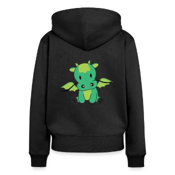 Drache grün Märchen Fantasy süße Tiere - Frauen Premium Bio Zip Hoodie - Schwarz - Hinten - Julia (174cm)