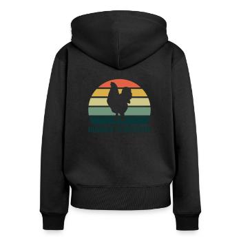 Hühner Flüsterer Lustiges Landwirt Huhn - Frauen Premium Bio Zip Hoodie - Schwarz - Hinten - Julia (174cm)
