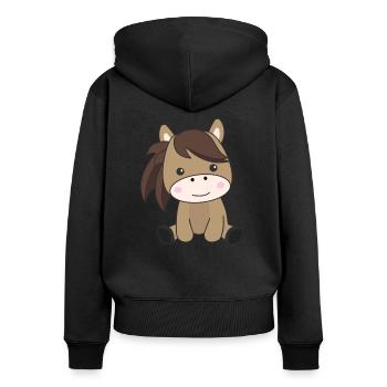 Horse Cute Pony Horses Rider for Kids - Women's Premium Organic Zip Hoodie - black - Back - Julia (174cm)