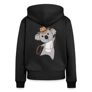 Cowboy Koala Koalas Koalabär Western Australien - Frauen Premium Bio Zip Hoodie - Schwarz - Hinten - Julia (174cm)