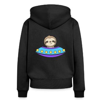 Paresseux OVNI Univers Alien paresseux - Sweat à capuche zippé Premium bio Femme - noir - Dos - Julia (174cm)
