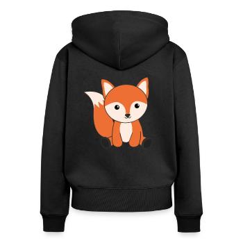 Fox forest animal foxes orange kawaii animals - Women's Premium Organic Zip Hoodie - black - Back - Julia (174cm)