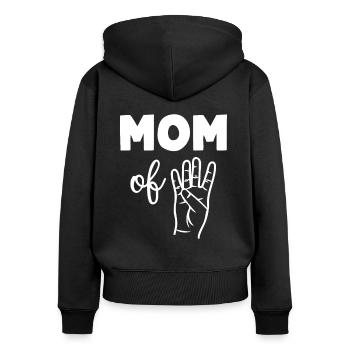 Mom of Four - Frauen Premium Bio Zip Hoodie - Schwarz - Hinten - Julia (174cm)