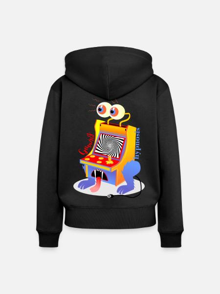 Monster-Retro-Spiel - Frauen Premium Bio Zip Hoodie - Schwarz