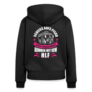 Feuerwehrmann Feuerwehr Sanitäter Freiwillige - Frauen Premium Bio Zip Hoodie - Schwarz - Hinten - Julia (174cm)