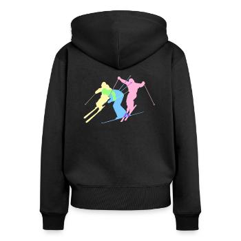 Ski - Frauen Premium Bio Zip Hoodie - Schwarz - Hinten - Julia (174cm)