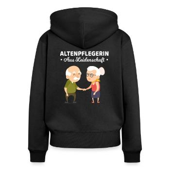 Pflegerin Pfleger Altenpflegerin Altenpfleger - Frauen Premium Bio Zip Hoodie - Schwarz - Hinten - Julia (174cm)