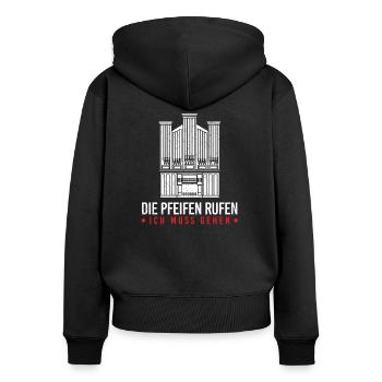 Orgel Pfeifenorgel Orgelspieler Organist Geschenk - Frauen Premium Bio Zip Hoodie - Schwarz - Hinten - Julia (174cm)