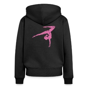 gymnastique - Sweat à capuche zippé Premium bio Femme - noir - Dos - Julia (174cm)