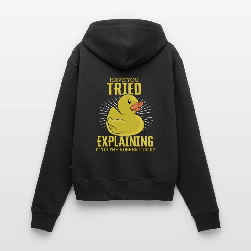 Explaining To Rubber Duck Programmierer Debugging Frauen Premium Bio Zip Hoodie