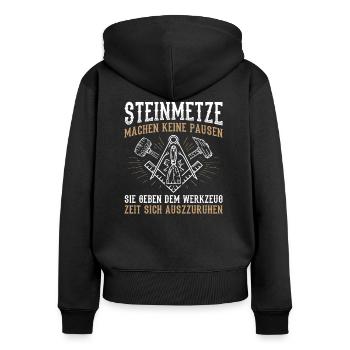 Steinmetze Keine Pausen Bildhauer Handwerk - Frauen Premium Bio Zip Hoodie - Schwarz - Hinten - Julia (174cm)