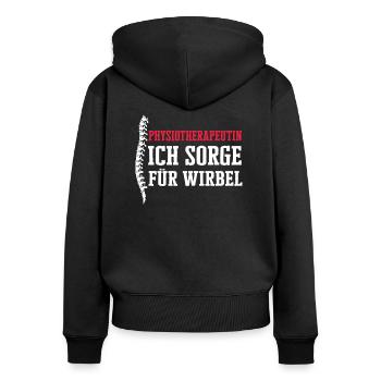 Physiotherapeutin Sorge Für Wirbel Physio - Frauen Premium Bio Zip Hoodie - Schwarz - Hinten - Julia (174cm)