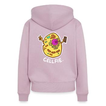 Cell-Fie Funny Science Biology - Sweat à capuche zippé Premium bio Femme - rose poudré - Dos - Julia (174cm)